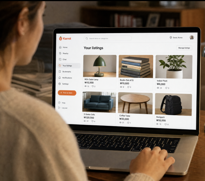 A person selling items online