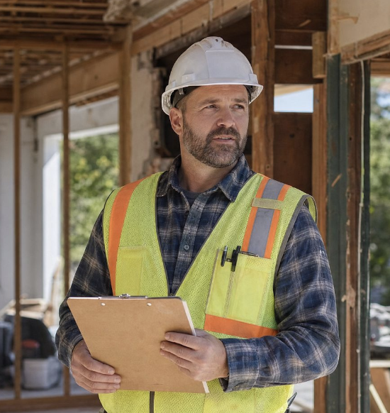 A contractor on a worksite